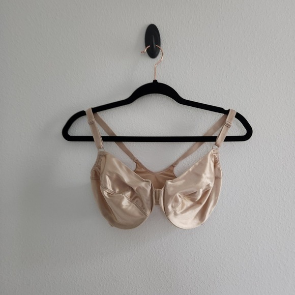 Victoria's Secret Other - Victoria's Secret Front Close Underwire Bra 34DD Champagne Nude Satin Racerback